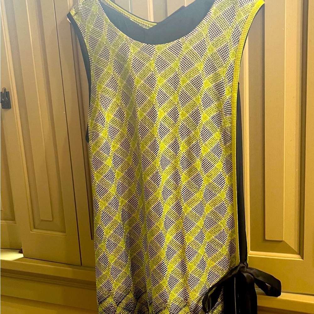 💥Nwot💥MISSONI Green/Blk Silver Thread Open Side Sleeveless Top